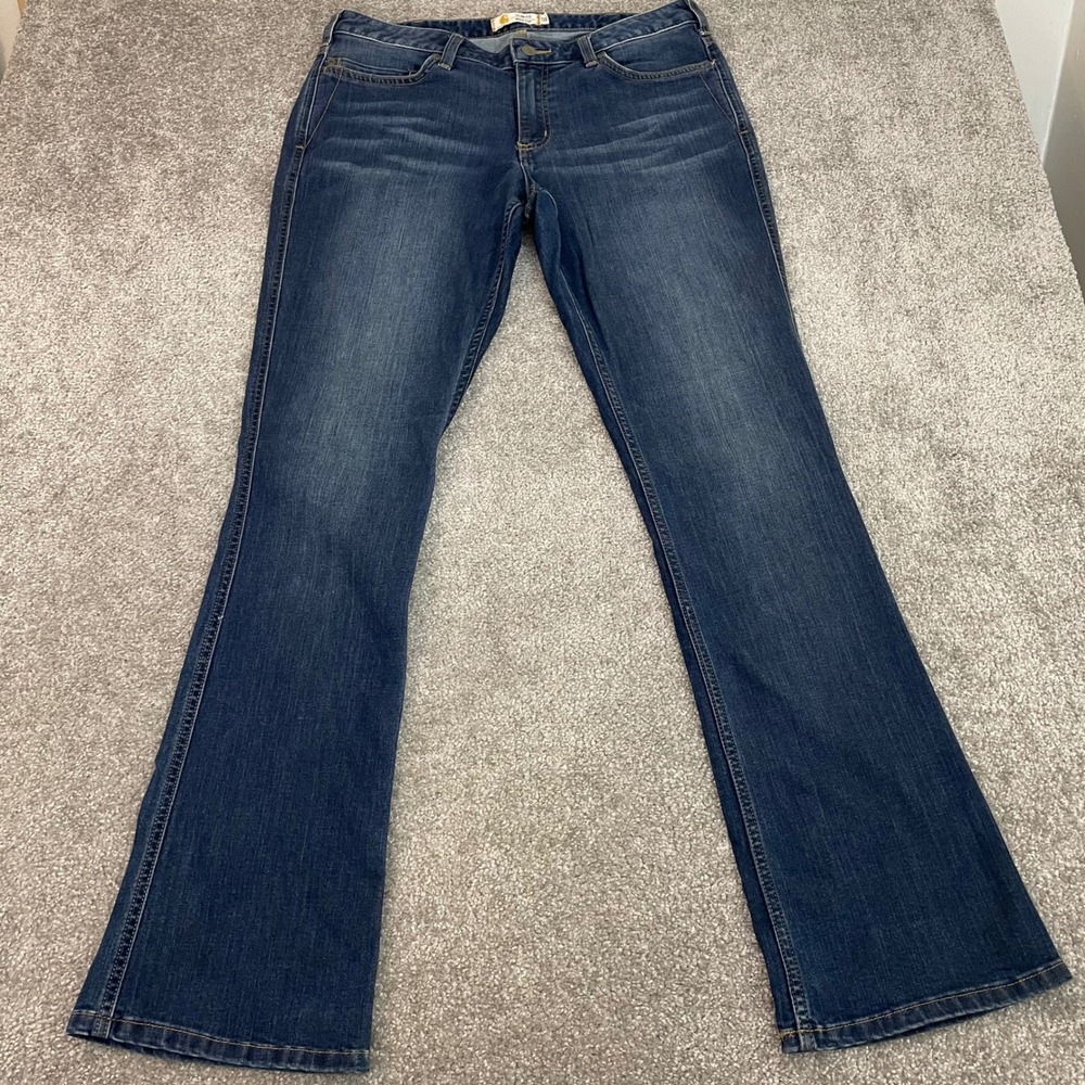 Carhartt Jeans Womens 12 Tall Slim Fit Bootcut Layton Mid Rise Denim Dark Wash